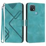 For OPPO A15 / A15s Line Pattern Skin Feel Leather Phone Case(Light Blue)