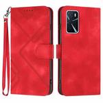 For OPPO A16 4G/A55 5G/A53s 5G Line Pattern Skin Feel Leather Phone Case(Red)