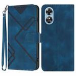 For OPPO A17 Line Pattern Skin Feel Leather Phone Case(Royal Blue)
