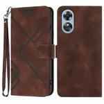 For OPPO A17 Line Pattern Skin Feel Leather Phone Case(Coffee)