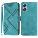 For OPPO A17 Line Pattern Skin Feel Leather Phone Case(Light Blue)