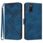 For OPPO A52 / A72 / A92 Line Pattern Skin Feel Leather Phone Case(Royal Blue)