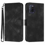 For OPPO A52 / A72 / A92 Line Pattern Skin Feel Leather Phone Case(Black)