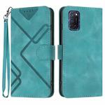 For OPPO A52 / A72 / A92 Line Pattern Skin Feel Leather Phone Case(Light Blue)