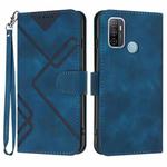 For OPPO A53s / A32 / A53 Line Pattern Skin Feel Leather Phone Case(Royal Blue)