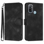 For OPPO A53s / A32 / A53 Line Pattern Skin Feel Leather Phone Case(Black)