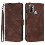 For OPPO A53s / A32 / A53 Line Pattern Skin Feel Leather Phone Case(Coffee)