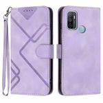 For OPPO A53s / A32 / A53 Line Pattern Skin Feel Leather Phone Case(Light Purple)