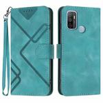 For OPPO A53s / A32 / A53 Line Pattern Skin Feel Leather Phone Case(Light Blue)