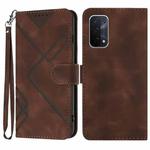 For OPPO A74 5G/A93 5G/A54 5G Line Pattern Skin Feel Leather Phone Case(Coffee)