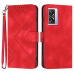 For OPPO A57s 4G/A77 5G/A57 5G Line Pattern Skin Feel Leather Phone Case(Red)
