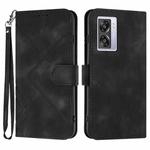For OPPO A57s 4G/A77 5G/A57 5G Line Pattern Skin Feel Leather Phone Case(Black)