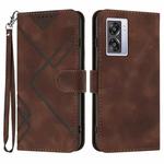 For OPPO A57s 4G/A77 5G/A57 5G Line Pattern Skin Feel Leather Phone Case(Coffee)