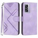 For OPPO A57 5G/A77 5G/A57 4G Global Line Pattern Skin Feel Leather Phone Case(Light Purple)