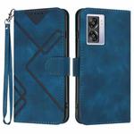 For OPPO A57e 4G Global/A57s 4G Global Line Pattern Skin Feel Leather Phone Case(Royal Blue)