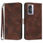 For OPPO A57e 4G Global/A57s 4G Global Line Pattern Skin Feel Leather Phone Case(Coffee)