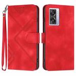 For OPPO A77 4G Global Line Pattern Skin Feel Leather Phone Case(Red)