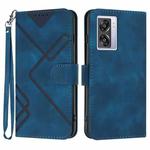 For OPPO A77 4G Global Line Pattern Skin Feel Leather Phone Case(Royal Blue)