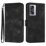 For OPPO A77 4G Global Line Pattern Skin Feel Leather Phone Case(Black)