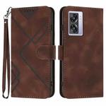 For OPPO A77 4G Global Line Pattern Skin Feel Leather Phone Case(Coffee)