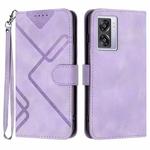 For OPPO A77 4G Global Line Pattern Skin Feel Leather Phone Case(Light Purple)