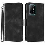 For OPPO A94 5G/F19 Pro/F19 Pro+ 5G Line Pattern Skin Feel Leather Phone Case(Black)