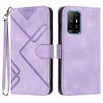 For OPPO A94 5G/F19 Pro/F19 Pro+ 5G Line Pattern Skin Feel Leather Phone Case(Light Purple)