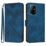 For OPPO A94 4G/A95 5G/Reno5 Z Line Pattern Skin Feel Leather Phone Case(Royal Blue)