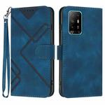 For OPPO Reno6 Z 5G/Reno5 F/Reno5 Lite Line Pattern Skin Feel Leather Phone Case(Royal Blue)