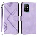 For OPPO Reno6 Z 5G/Reno5 F/Reno5 Lite Line Pattern Skin Feel Leather Phone Case(Light Purple)