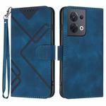 For OPPO Reno8 5G Line Pattern Skin Feel Leather Phone Case(Royal Blue)