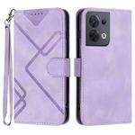For OPPO Reno8 5G Line Pattern Skin Feel Leather Phone Case(Light Purple)