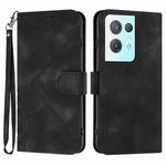 For OPPO Reno8 Pro 5G/Reno8 Pro+ 5G Line Pattern Skin Feel Leather Phone Case(Black)