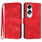 For OPPO A60 Line Pattern Skin Feel Leather Phone Case(Red)