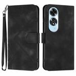 For OPPO A60 Line Pattern Skin Feel Leather Phone Case(Black)