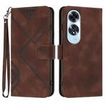 For OPPO A60 Line Pattern Skin Feel Leather Phone Case(Coffee)