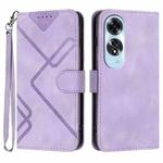 For OPPO A60 Line Pattern Skin Feel Leather Phone Case(Light Purple)