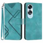 For OPPO A60 Line Pattern Skin Feel Leather Phone Case(Light Blue)