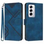 For OPPO Reno12 Global Line Pattern Skin Feel Leather Phone Case(Royal Blue)