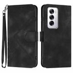 For OPPO Reno12 Global Line Pattern Skin Feel Leather Phone Case(Black)