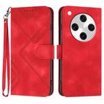 For OPPO Find X8 Pro Line Pattern Skin Feel Leather Phone Case(Red)