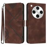 For OPPO Find X8 Pro Line Pattern Skin Feel Leather Phone Case(Coffee)