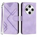 For OPPO Find X8 Pro Line Pattern Skin Feel Leather Phone Case(Light Purple)