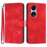 For OPPO A1 Pro / Reno8 T 5G Global Line Pattern Skin Feel Leather Phone Case(Red)