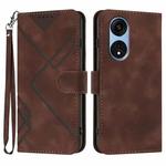 For OPPO A1 Pro / Reno8 T 5G Global Line Pattern Skin Feel Leather Phone Case(Coffee)