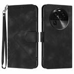 For OPPO Find X6 Line Pattern Skin Feel Leather Phone Case(Black)