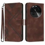 For OPPO Find X6 Line Pattern Skin Feel Leather Phone Case(Coffee)