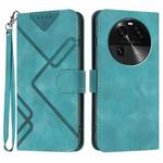 For OPPO Find X6 Line Pattern Skin Feel Leather Phone Case(Light Blue)
