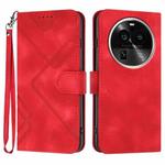 For OPPO Find X6 Pro Line Pattern Skin Feel Leather Phone Case(Red)