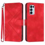 For OPPO Reno5 4G / 5G / Find X3 Lite Line Pattern Skin Feel Leather Phone Case(Red)